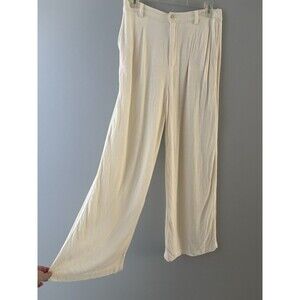 Z Supply Wide Leg Linen Blend Pants Womens M Cream Vista Ankle Coastal Luxury